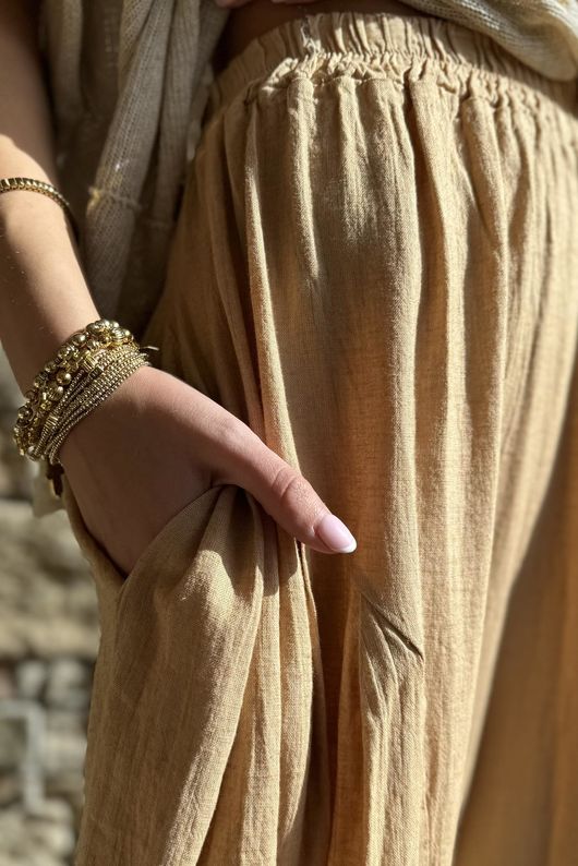 Noa Linen Blend Sia Barrel Trouser Honey Bronze